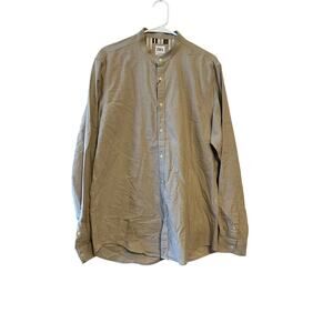 Zara Men's Casual Tan Cotton Button Down Shirt size large relaxed fit